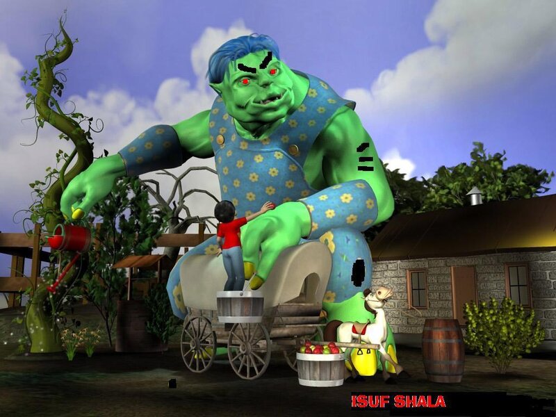 Giant Green Ogre with Child