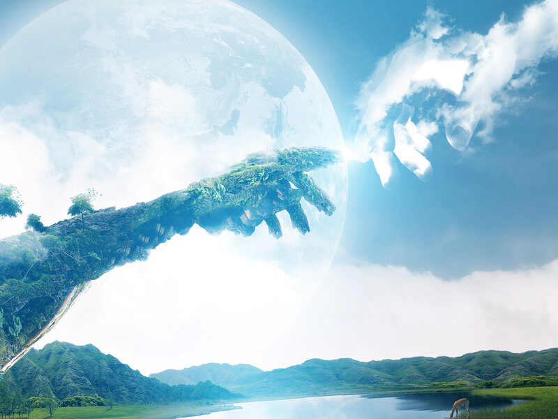 Giant Hand from Earth