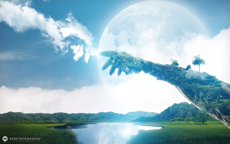 Giant Hand from Sky — Green