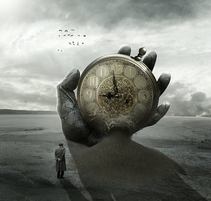 Giant Hand Holding Clock