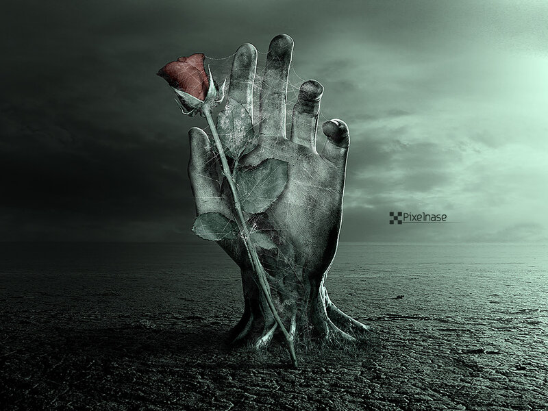 Giant Hand Holding Rose