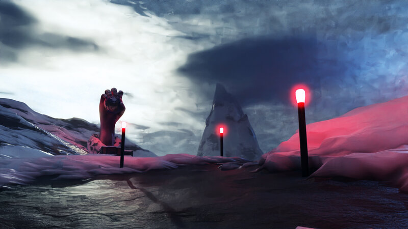 Giant Hand in Snow — Gray