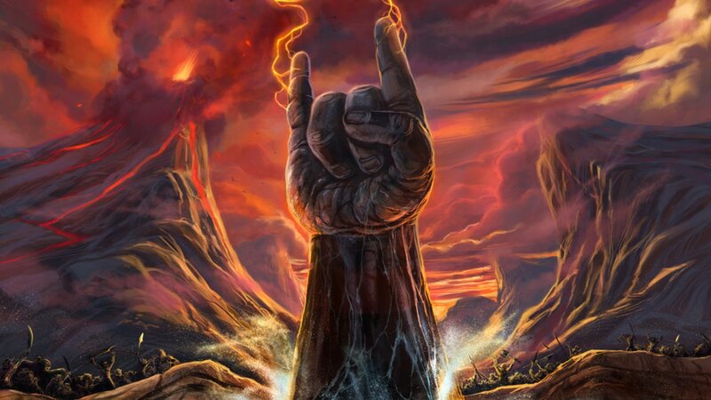 Giant Hand Making Rock-on Gesture