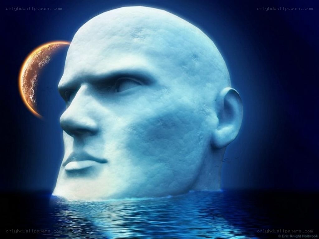 giant head in water