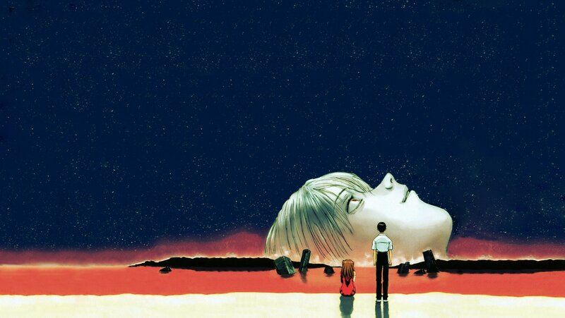 Giant Head on Red Ground — Blue