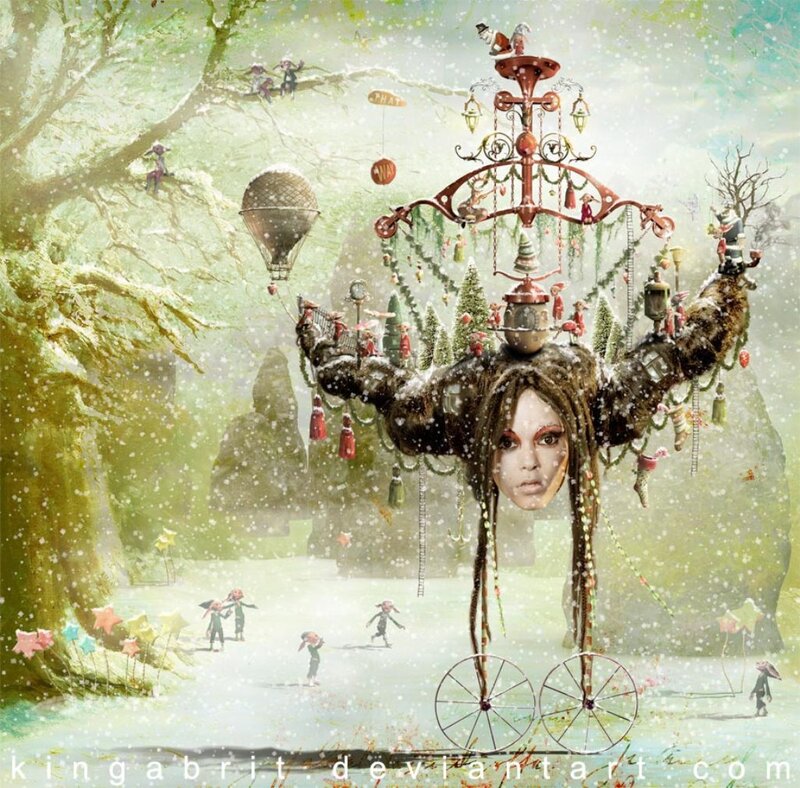 Giant Head with Chandelier