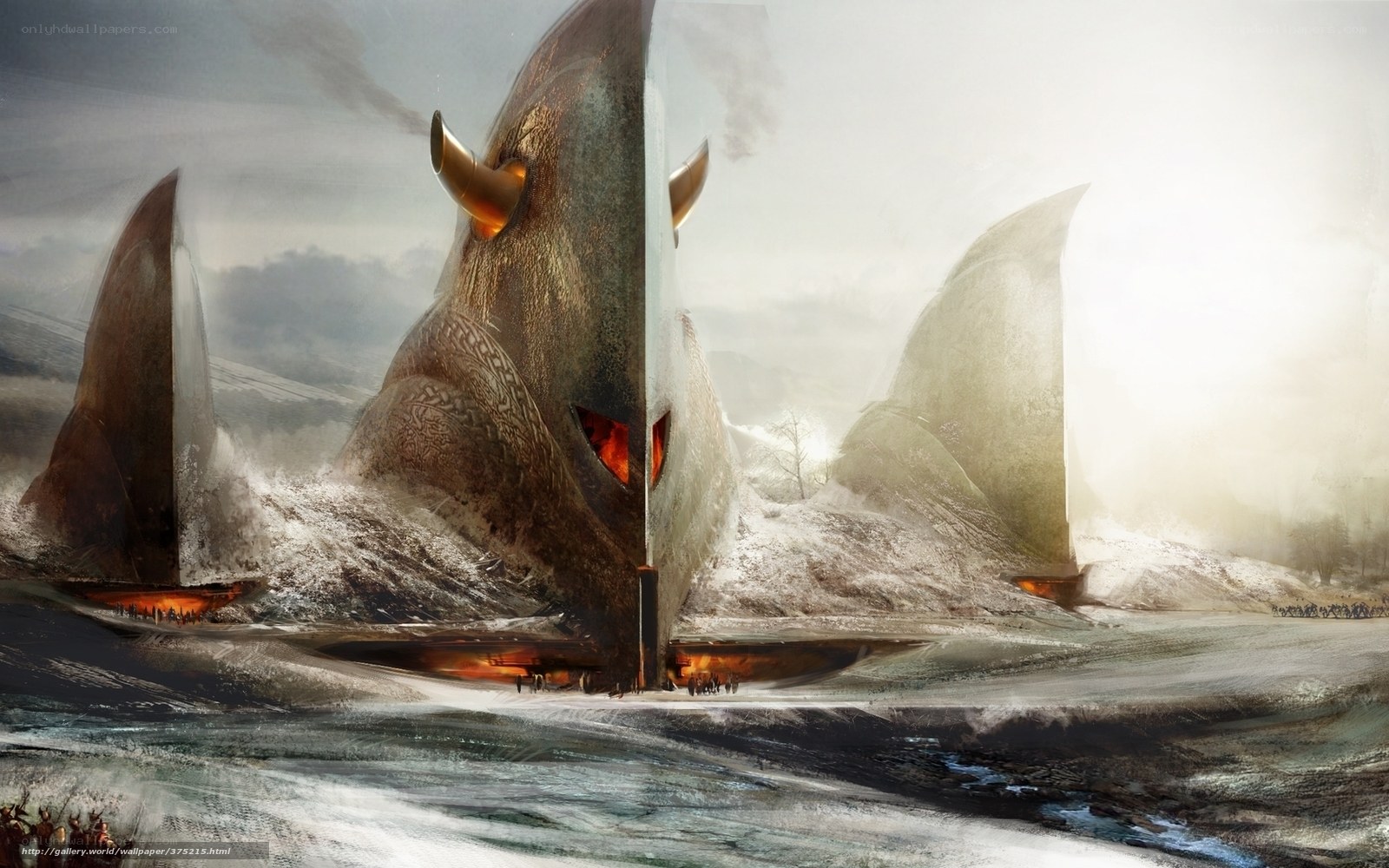 Giant helmet ship in storm