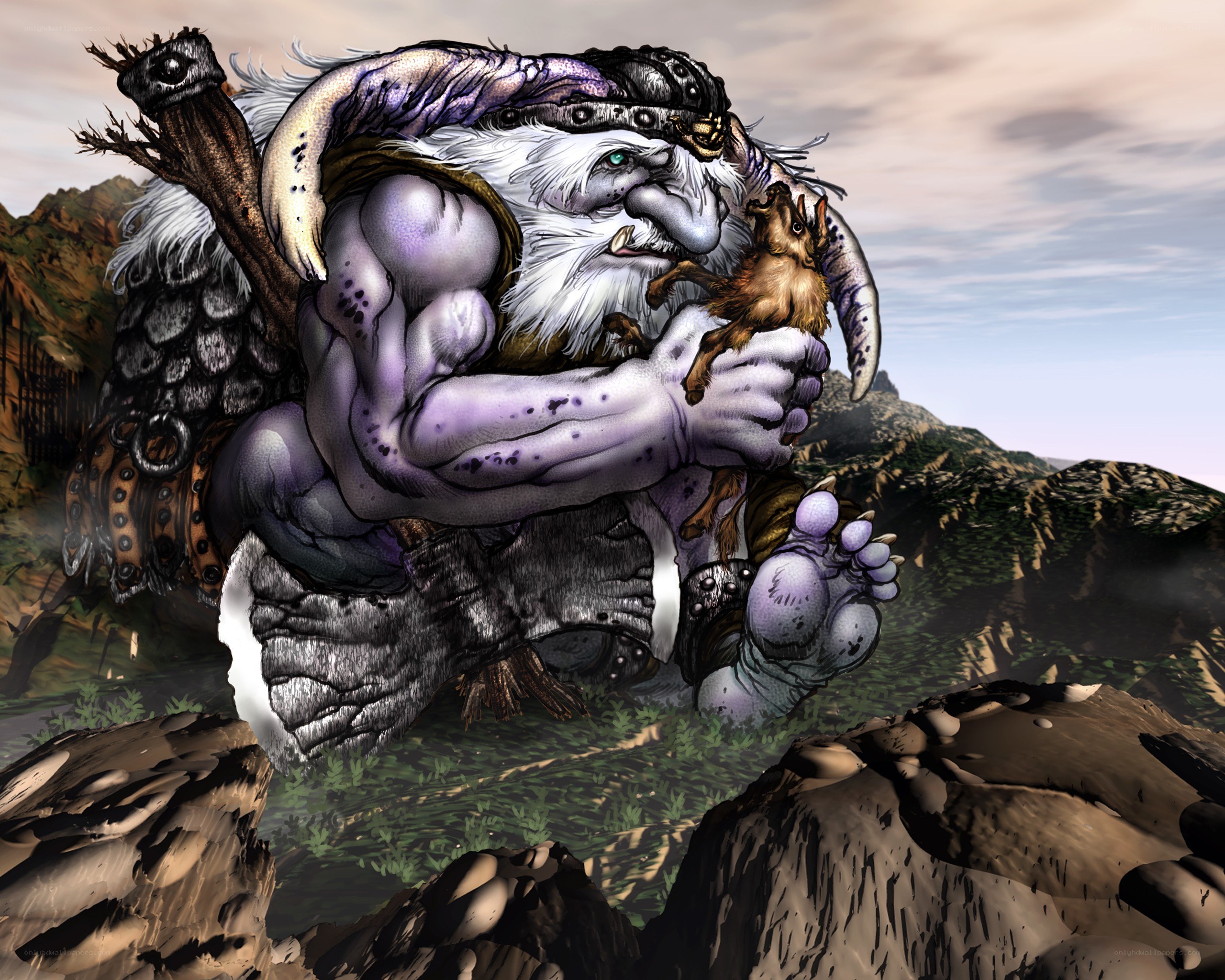 giant holding a goat