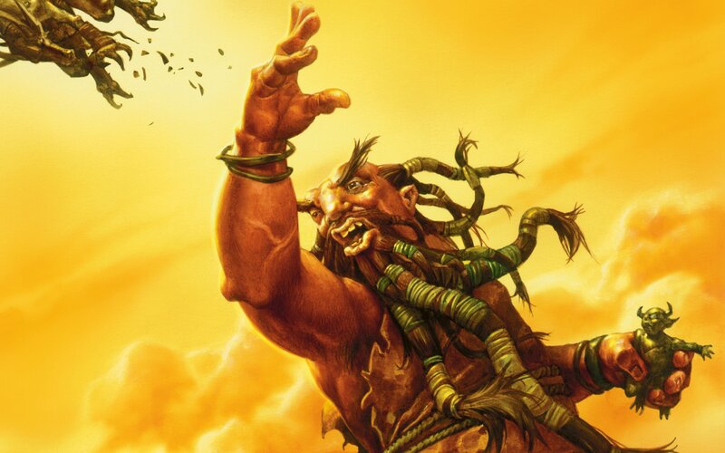 Giant Holding a Goblin