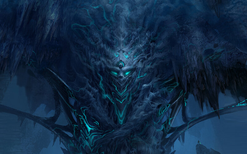 giant ice demon in cave