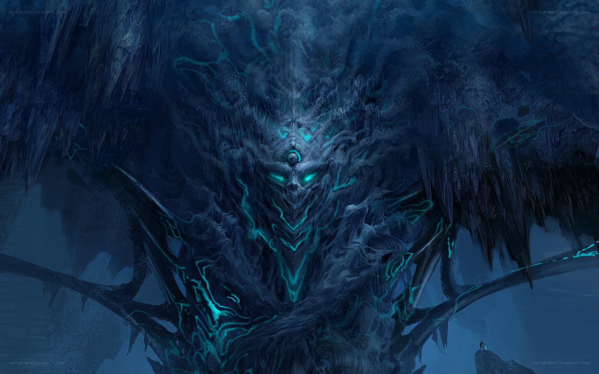 giant ice demon in cave