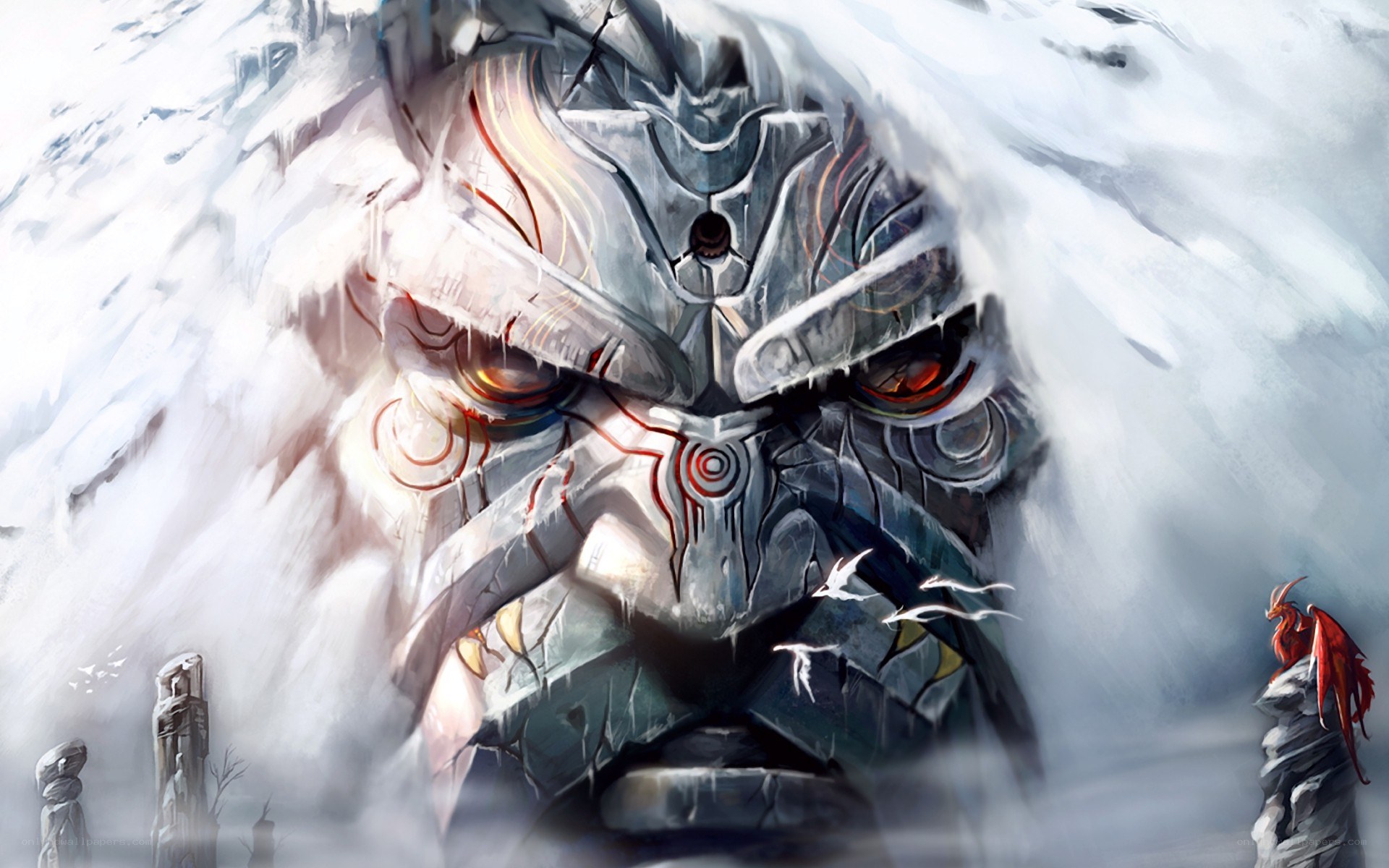 giant ice golem in storm