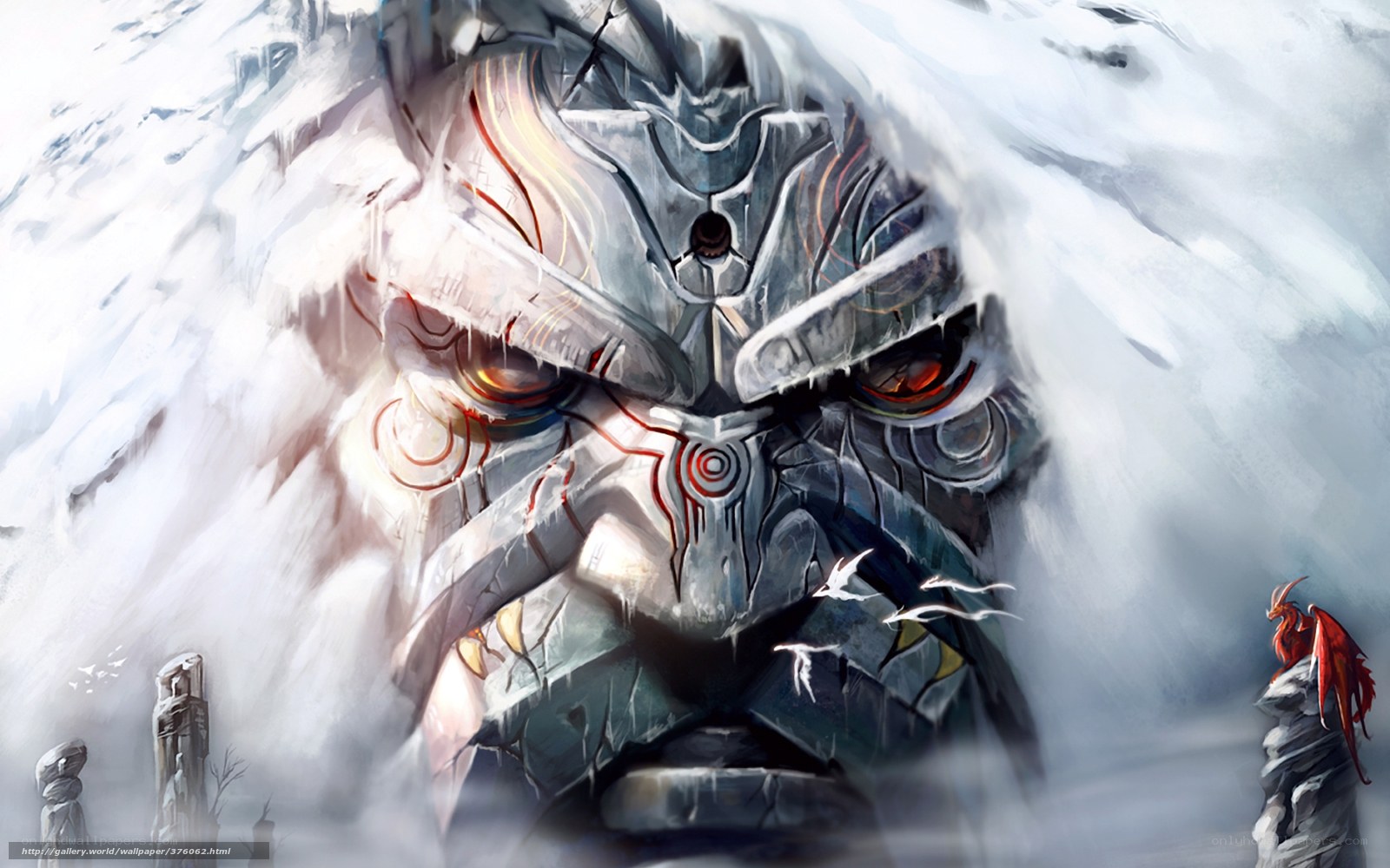 giant ice golem in storm