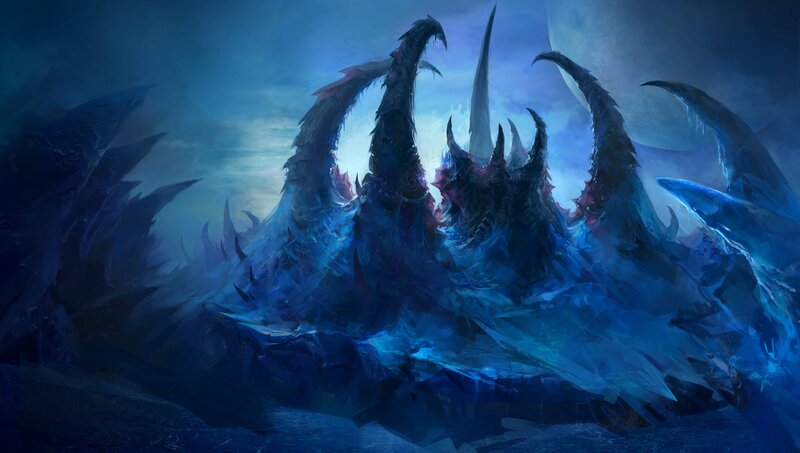 Giant Ice Monster — Blue, Dark, Night