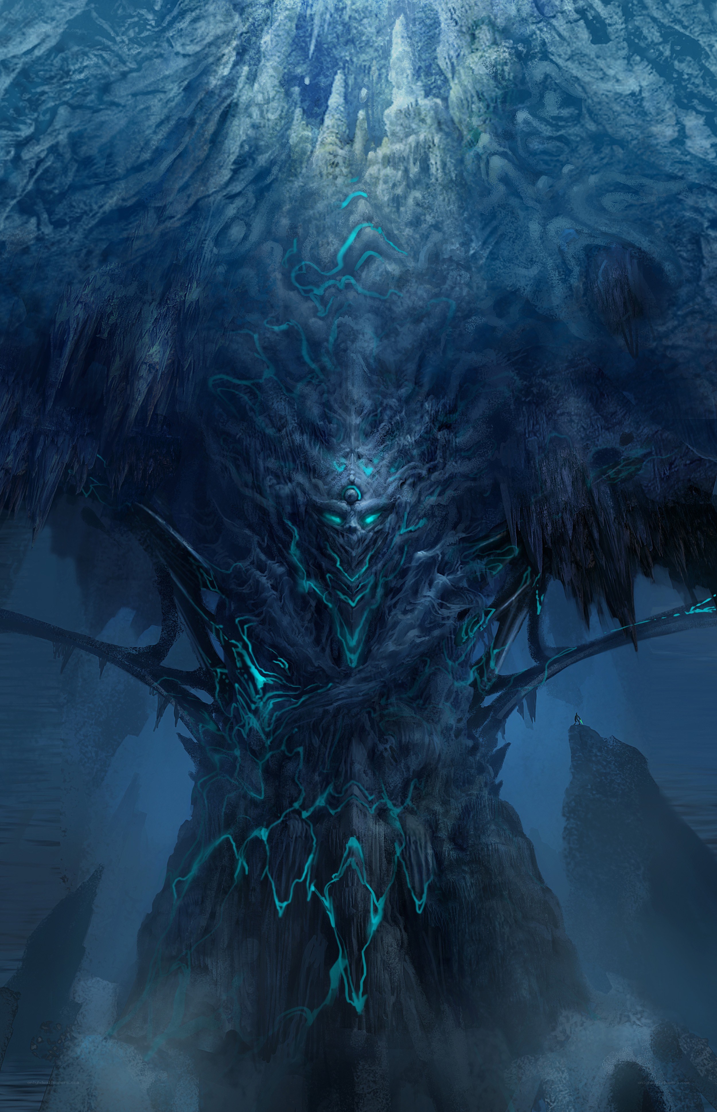 giant ice monster in cavern