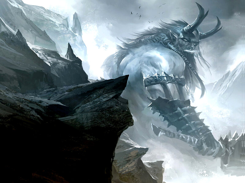 Giant Ice Monster — White, Dramatic