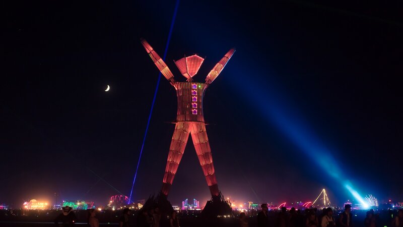 Giant Illuminated Man Sculpture