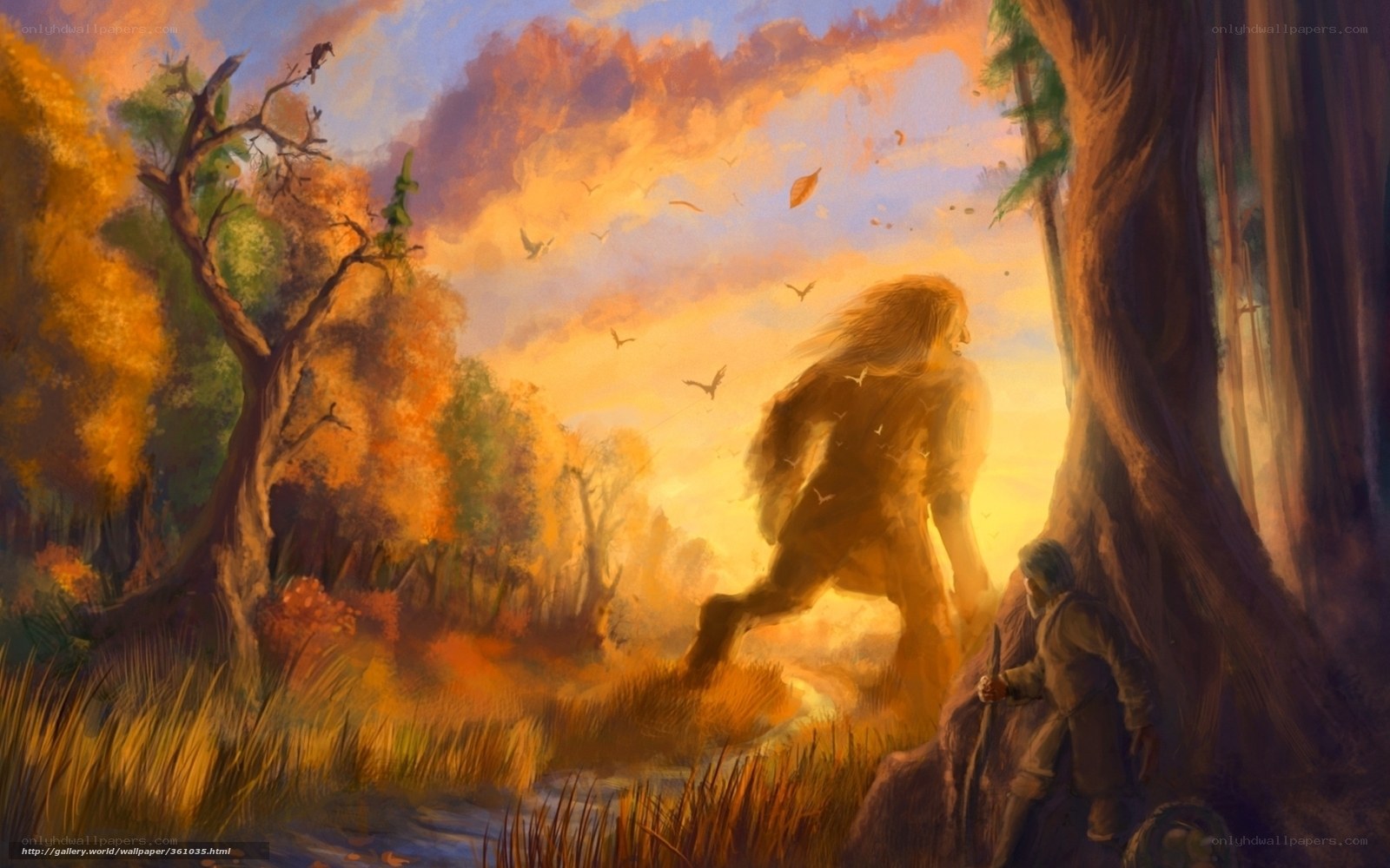 Giant in autumn forest