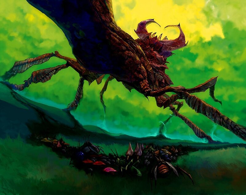 Giant Insect-like Creature — Green, Dramatic, Digital Art