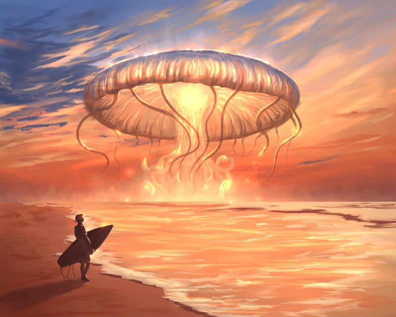 Giant Jellyfish over Ocean