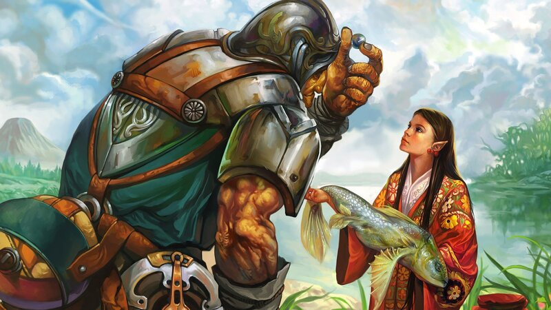 giant knight and elf girl