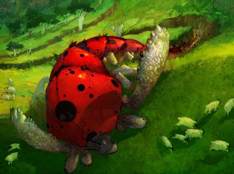 giant ladybug in a field