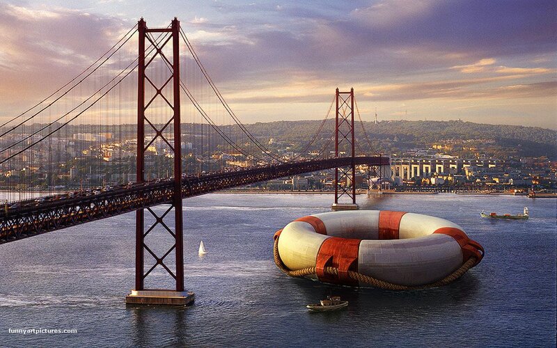 Giant Lifebuoy in Water — Blue