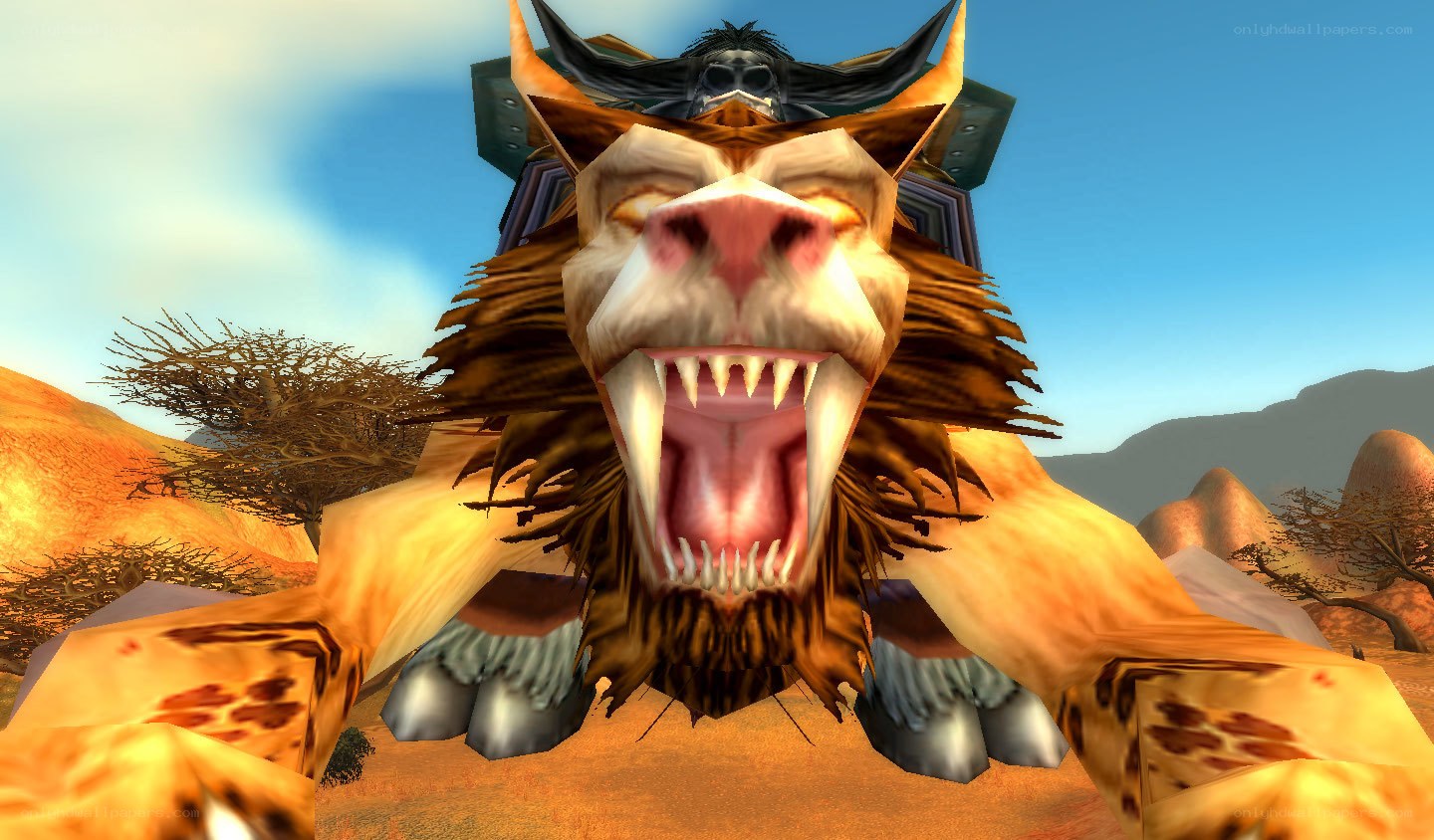 giant lion creature in desert