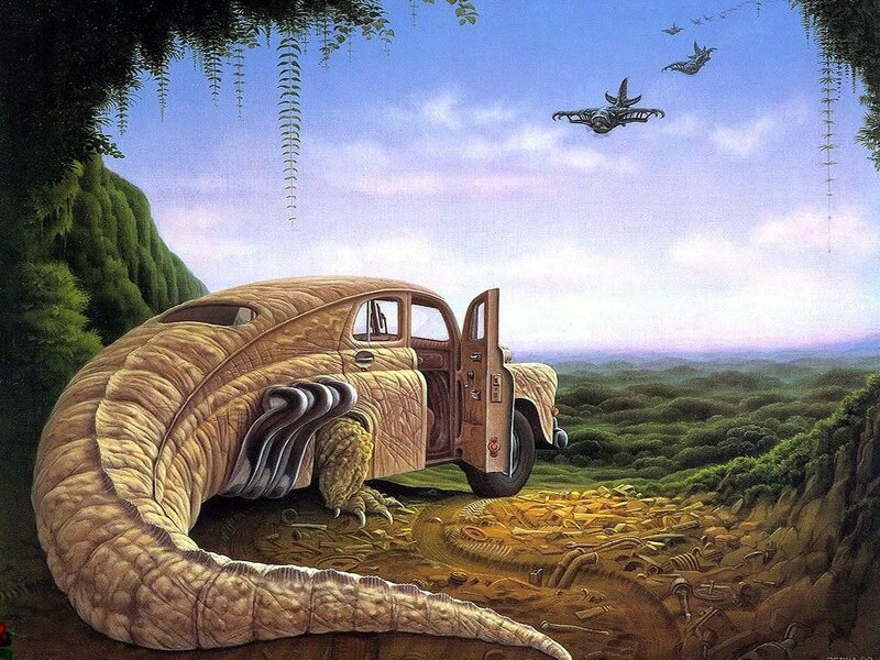 Giant Lizard with Car Body