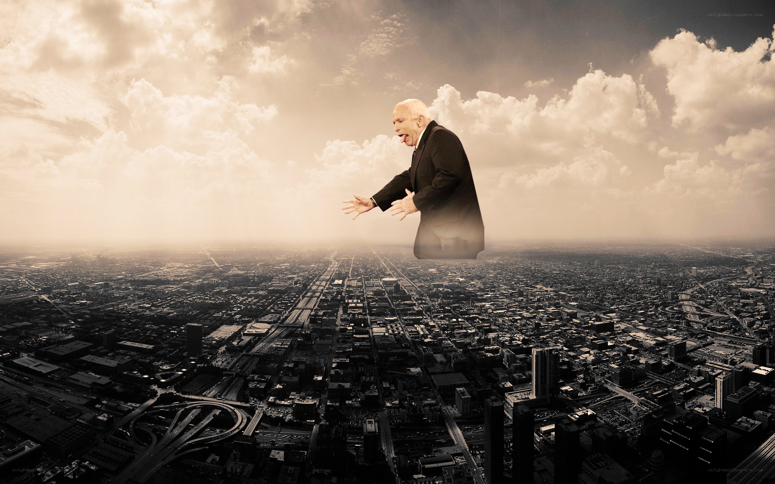 giant man over city