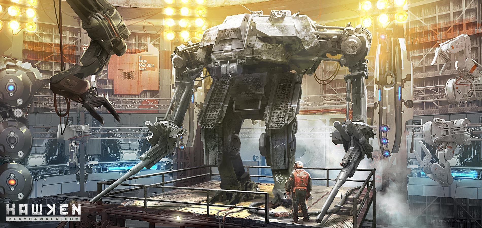 Giant mech in factory