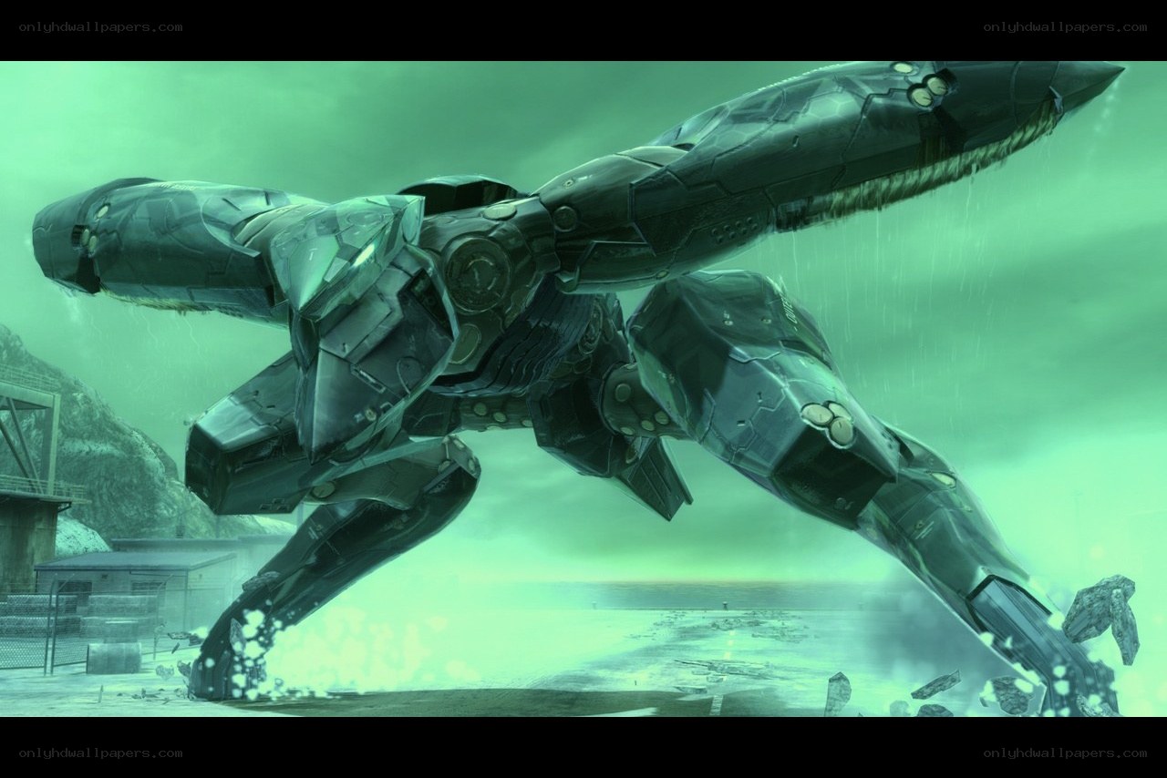 giant mech in green storm