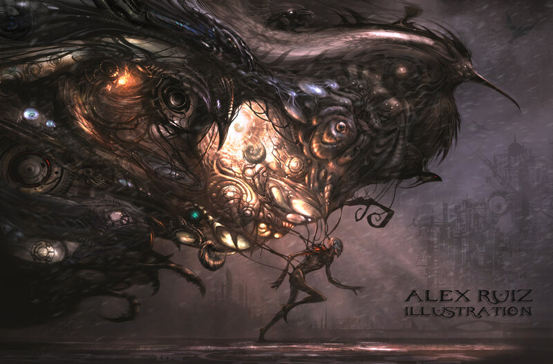 Giant mechanical bird attacks
