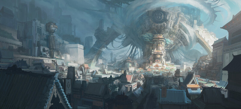 Giant Mechanical Creature — Blue, Dramatic