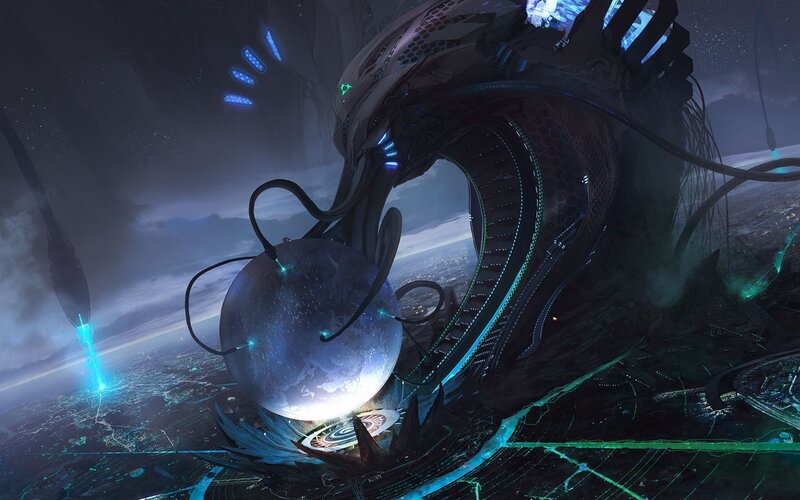 Giant Mechanical Serpent — Blue