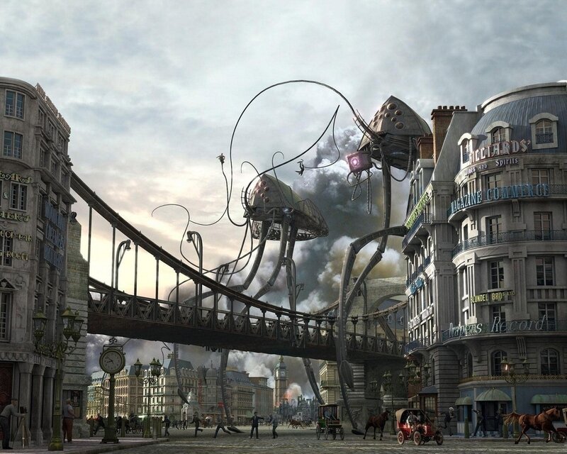 Giant Mechanical Spiders — Gray, Dramatic