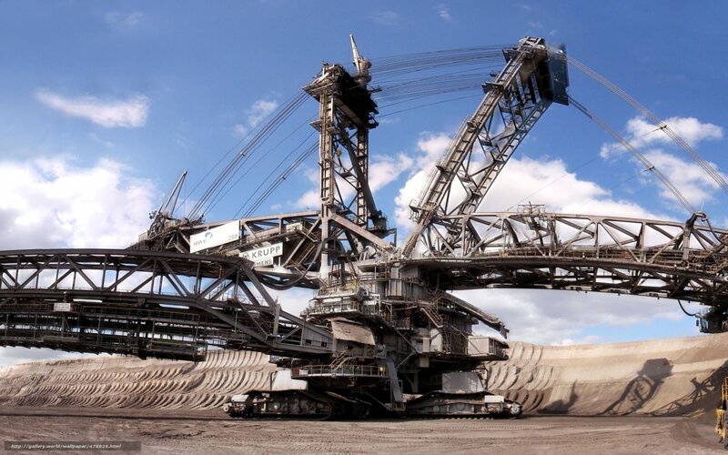 Giant Mining Excavator — Blue, Industrial, Afternoon