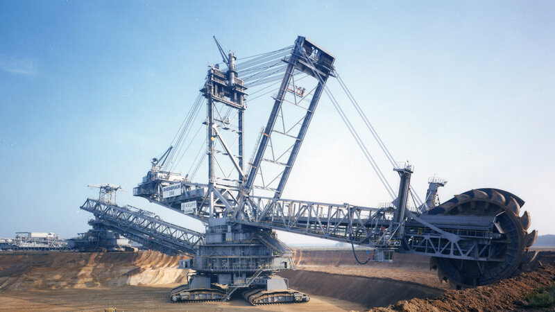 giant mining excavator in action