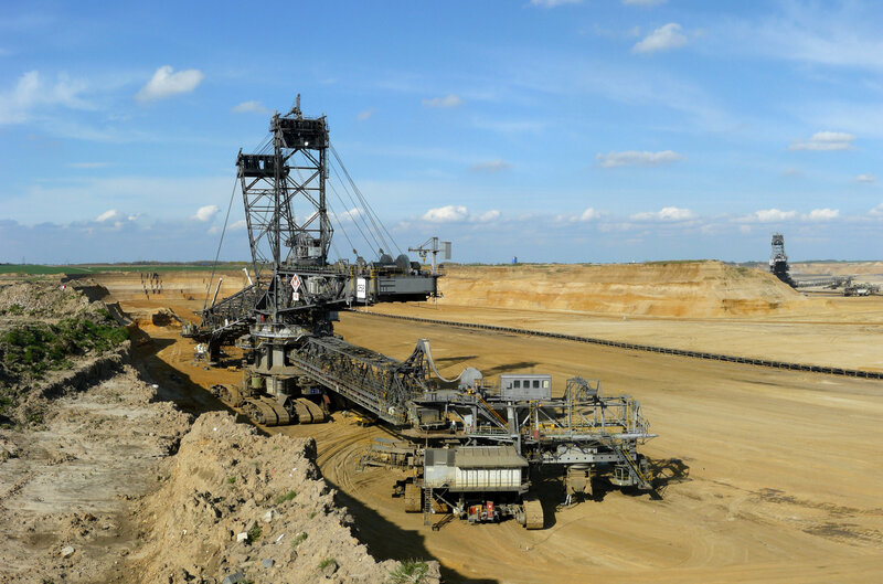 Giant mining excavator in open pit