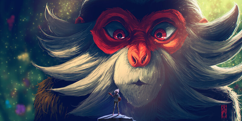 Giant Monkey with Red Face