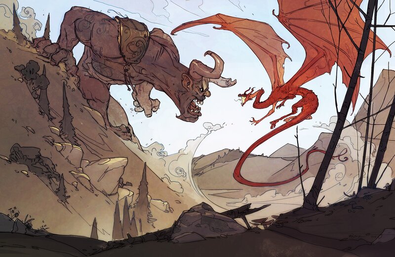 Giant Monster and Dragon