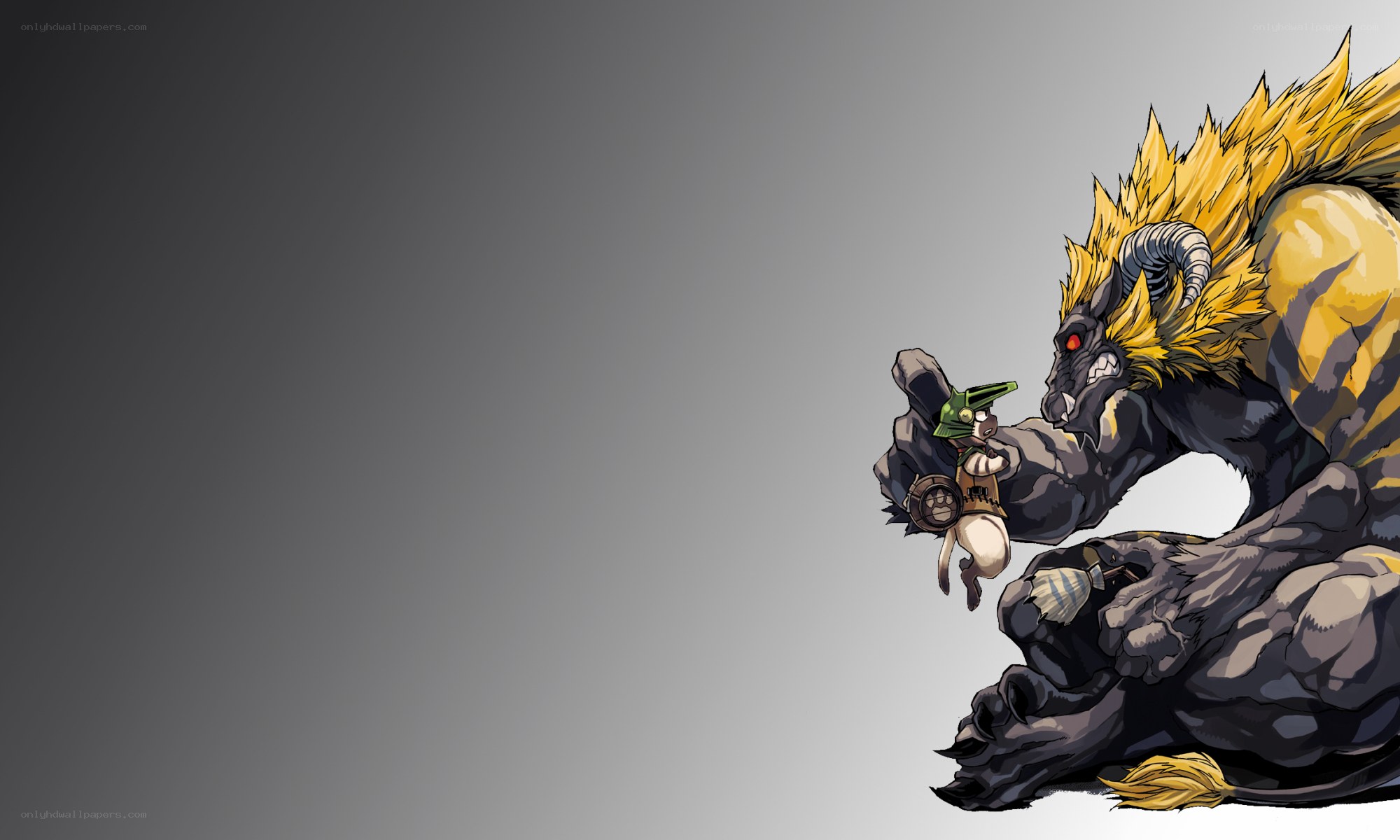 giant monster and small warrior