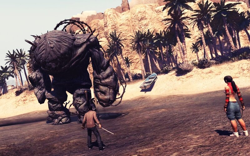 Giant Monster and Two People