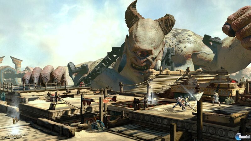 Giant Monster and Warriors — Brown, Dramatic