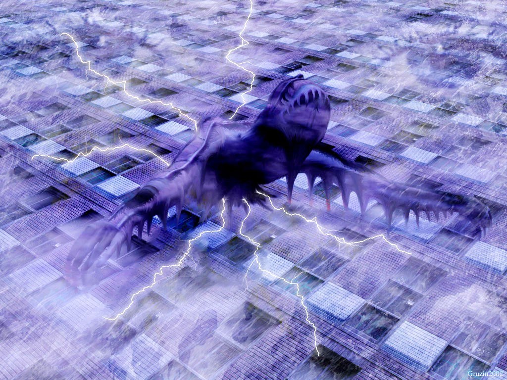 Giant monster attacks city