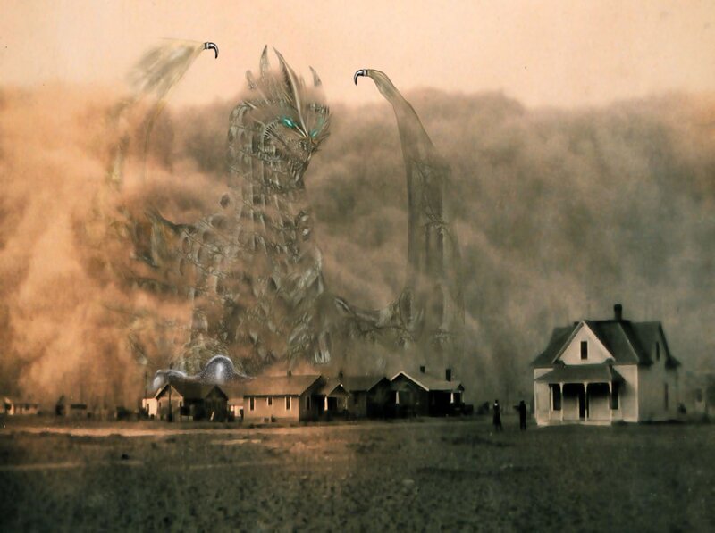 giant monster attacks town