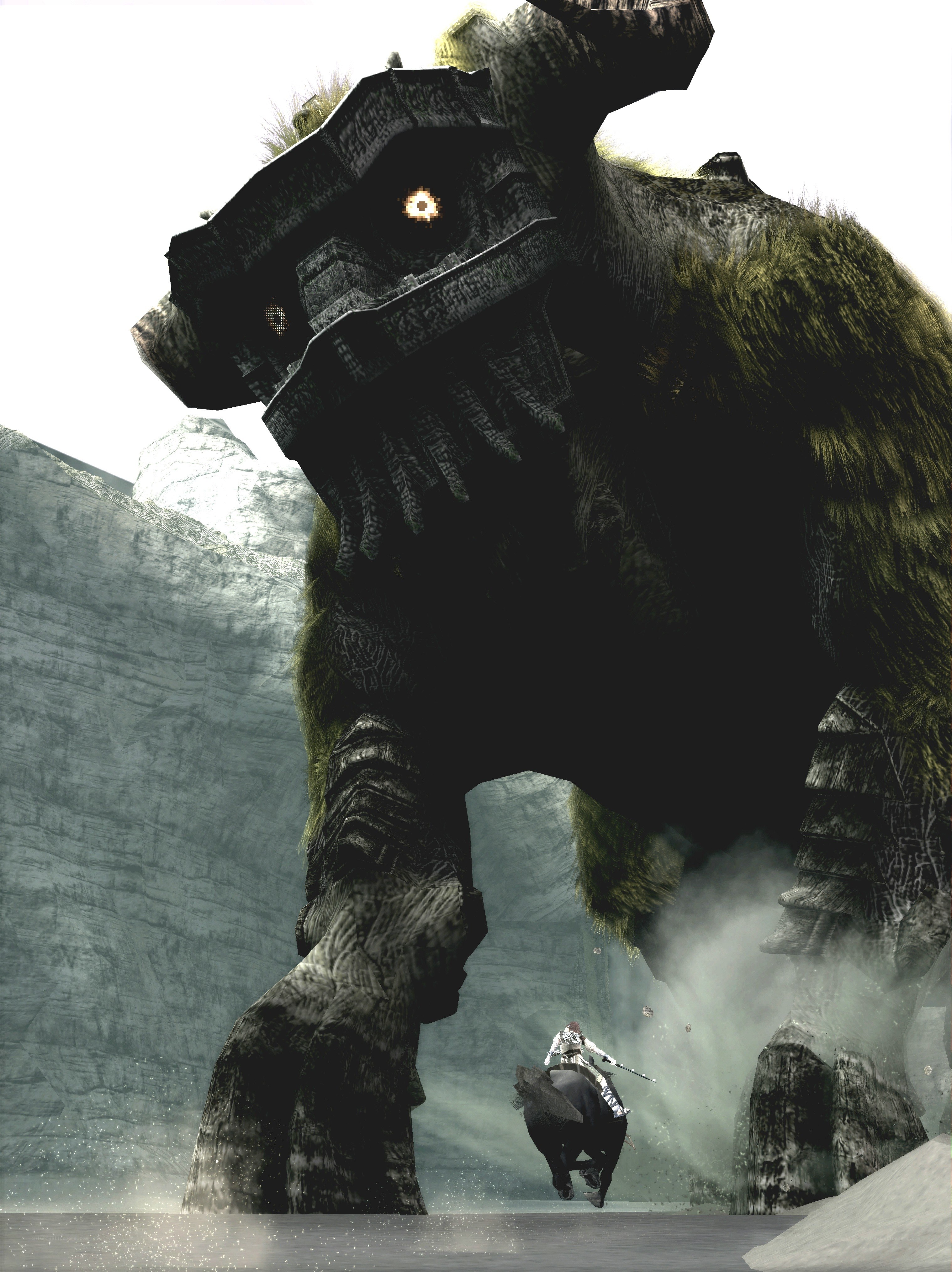 Giant monster confronts warrior