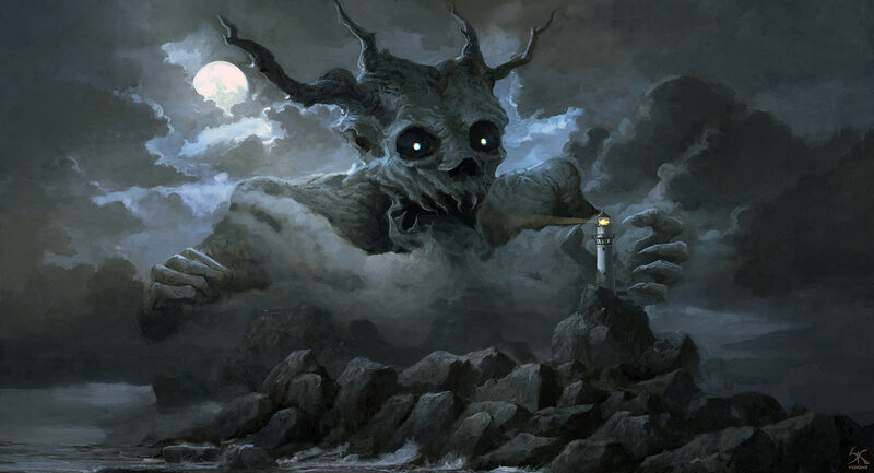 Giant Monster Emerging — Gray
