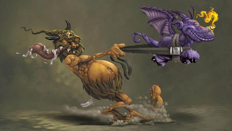 Giant Monster Fighting Dragon