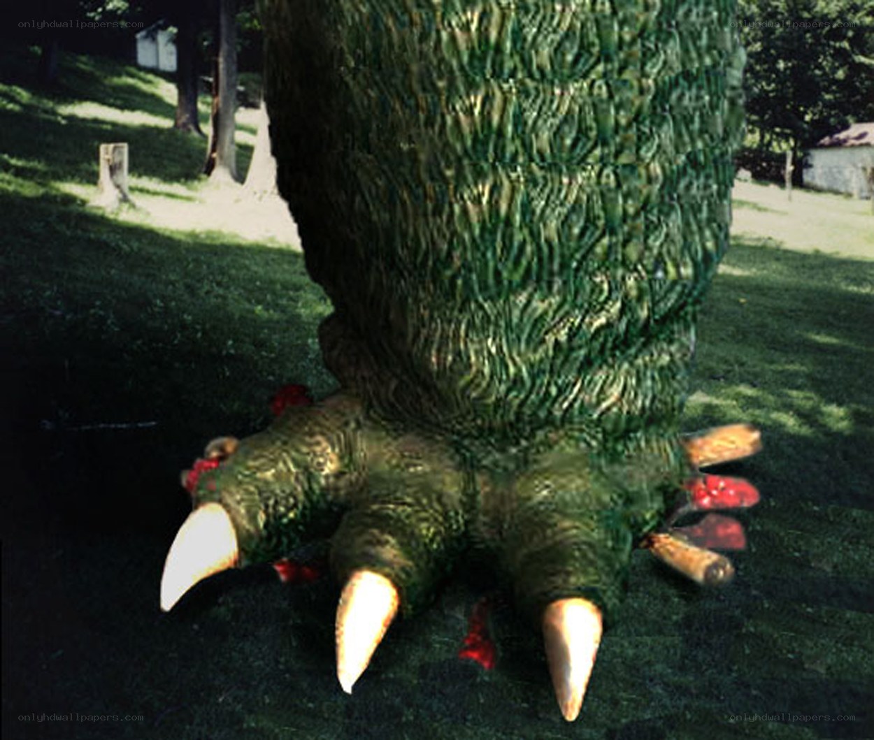 giant monster foot on grass